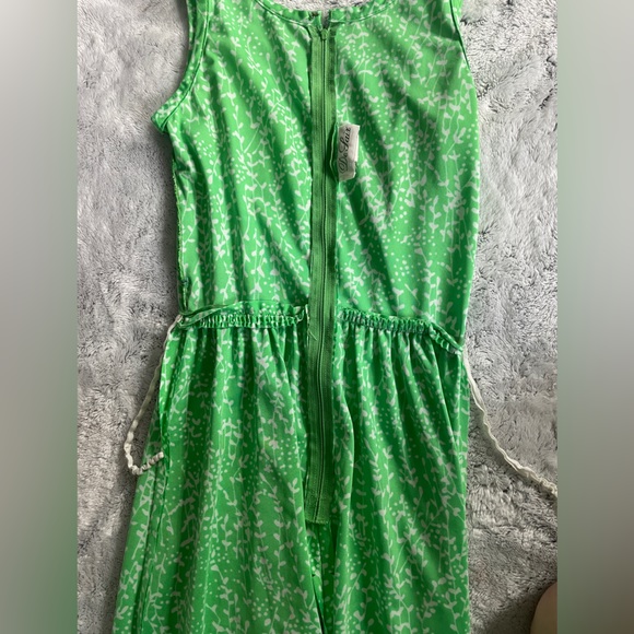 Vintage Green Floral Maxi Dress 60s/70s De Laix Tie Waist - Picture 13 of 13